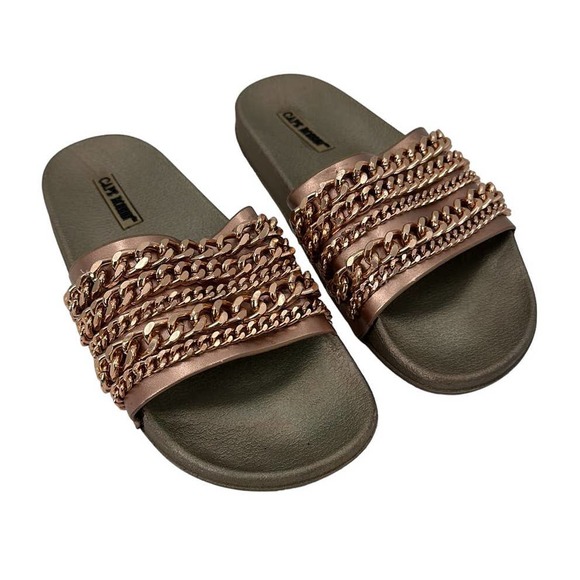 Cape Robbin Shoes - Cape Robbin Women’s Slide Sandals (Rose Gold) - Size 7